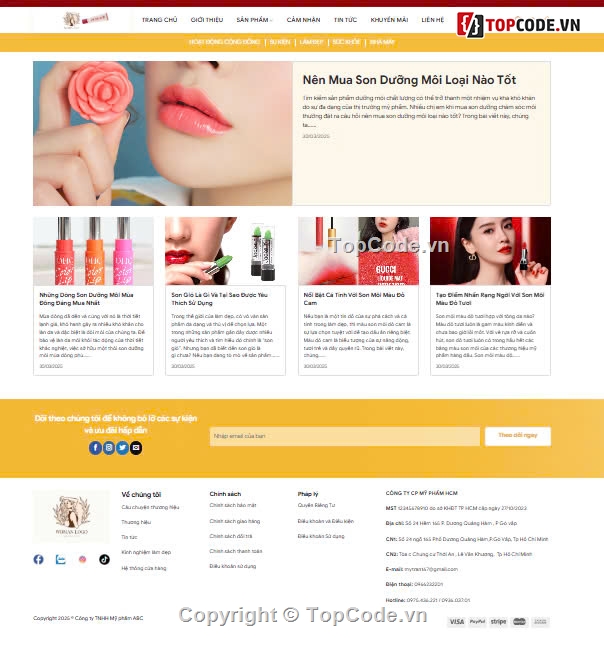 website mỹ phẩm,shop mỹ phẩm,mỹ phẩm online,Sharecode Website Giao diện bán mỹ phẩm làm đẹp xị